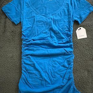 Caslon Shirred Side V-neck T-shirt, Size XS, Blue, NWT